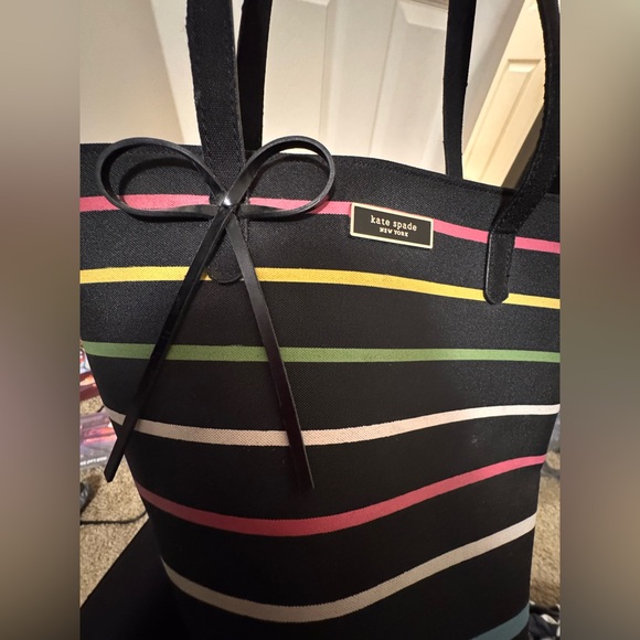 kate spade Handbags - Kate Spade Black purse with Colorful Stripes